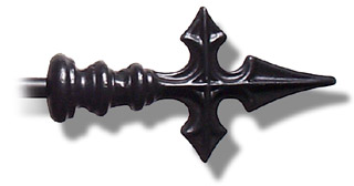 Cross finial - 16mm fitting, Matt Black finish