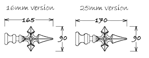 Cross finial sizes