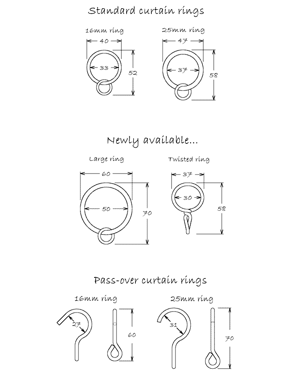 Curtain ring size chart Curtain ring size chart