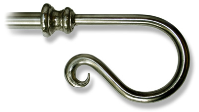 Shepherd's Crook finial - 25mm fitting, Polished Steel finish