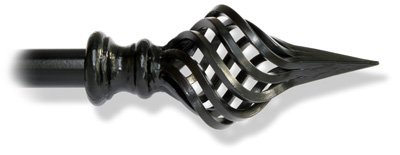 Spiked Basket finial - 25mm fitting, Matt Black finish